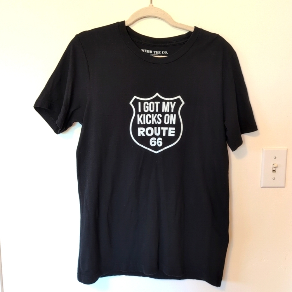 I Got My Kicks On Route 66 T-shirt Medium Black WeHo Tee Co NWOT 100% Cotton